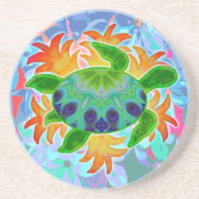 Posavasos Práctico de costa de la tortuga de la llama (Frente)