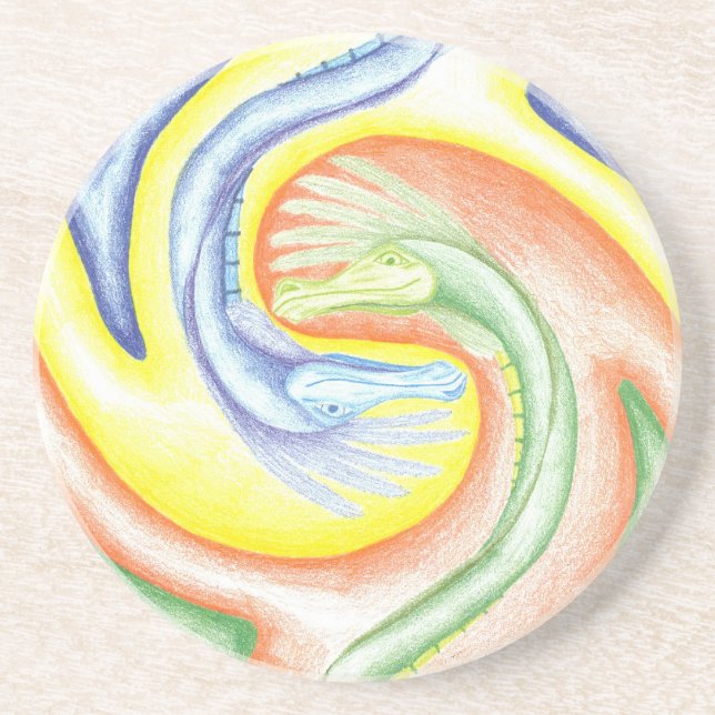Posavasos Práctico de costa de los dragones de Yin-Yang (Frente)