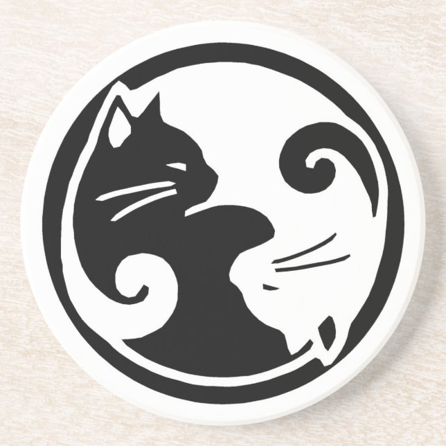 Posavasos Práctico de costa de los gatos de Yin Yang (Frente)