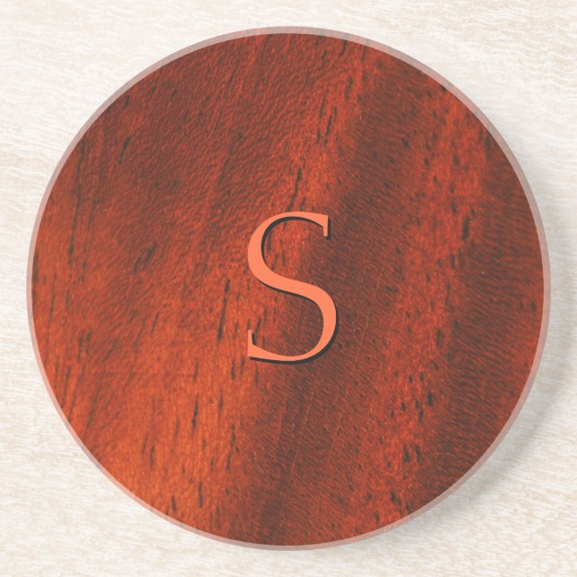 Posavasos Práctico de costa de madera del monograma de la (Frente)