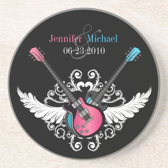 Posavasos Práctico de costa del amor de las guitarras del (Frente)