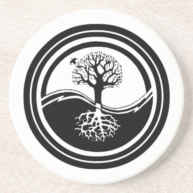 Posavasos Práctico de costa del árbol de Yin Yang (Frente)