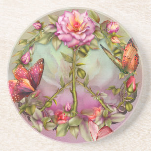 Posavasos Práctico de costa del arte de los rosas de la paz