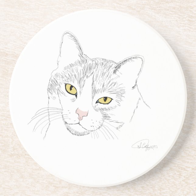 Posavasos Práctico de costa del dibujo del gato (Frente)