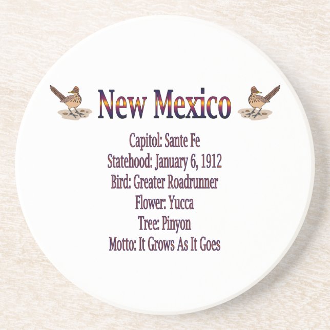 Posavasos Práctico de costa del estado Info de New México (Frente)