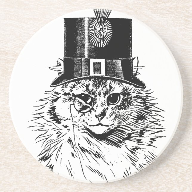 Posavasos Práctico de costa del gato de Steampunk, gatito en (Frente)
