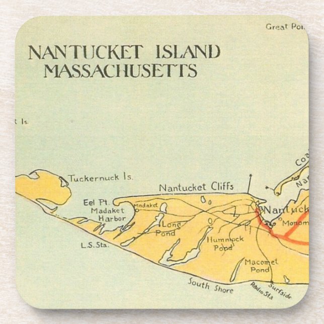 Posavasos Práctico de costa del mapa de Nantucket del (Frente)
