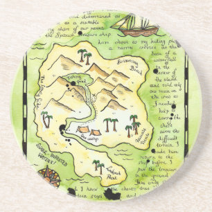 Posavasos Práctico de costa del mapa del tesoro de la isla