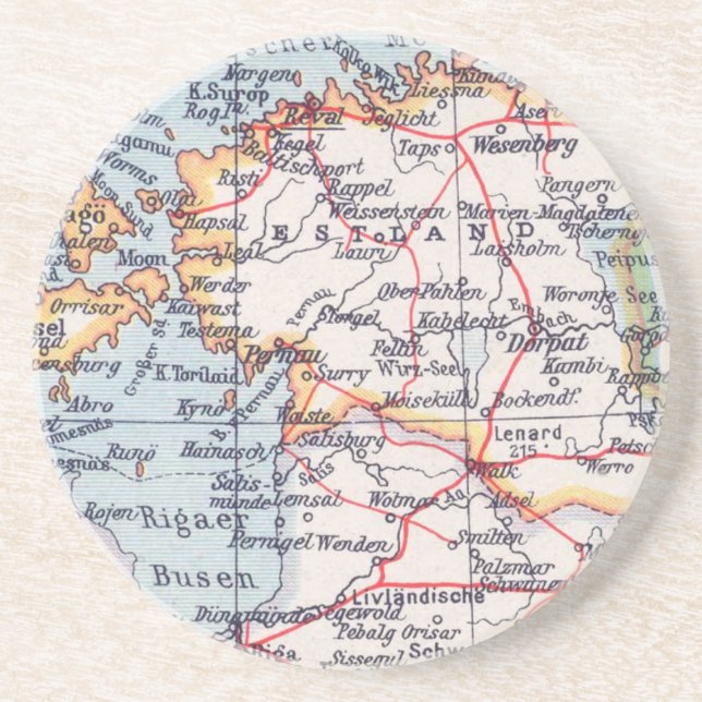 Posavasos Práctico de costa del mapa del vintage (Frente)