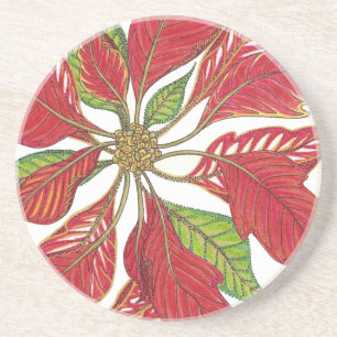 Posavasos Práctico de costa del Poinsettia del día de fies
