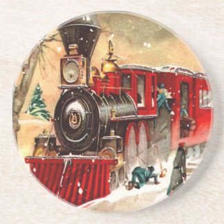 Posavasos Práctico de costa del tren del navidad del vintage