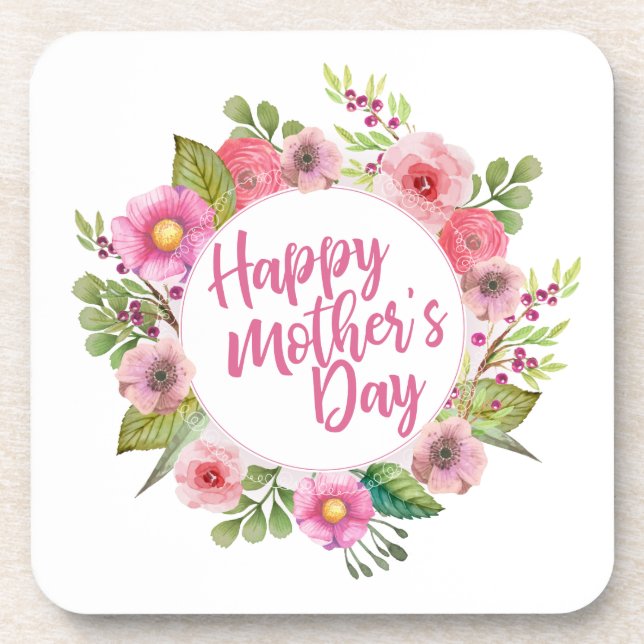 Posavasos Práctico de costa floral feliz elegante del día de (Frente)