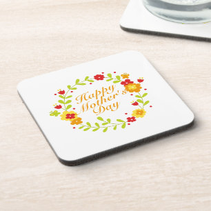 Posavasos Práctico de costa floral feliz simple de la
