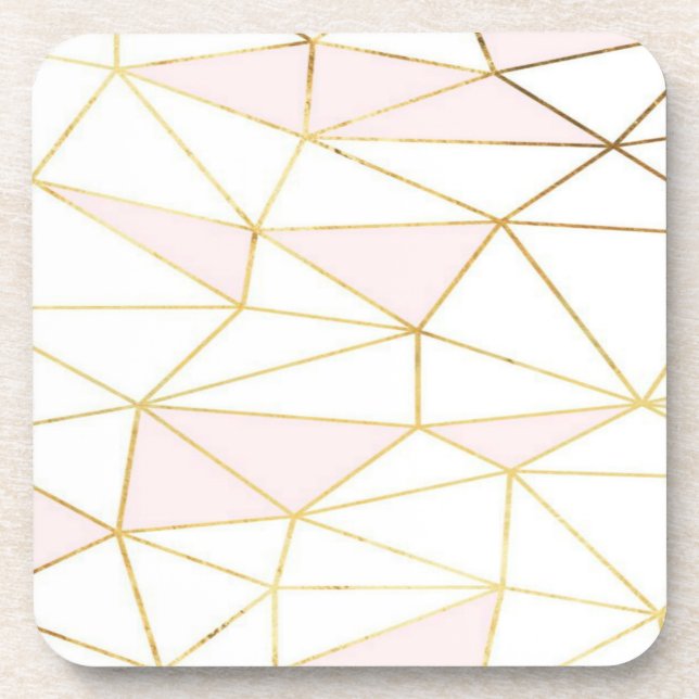 Posavasos Práctico de costa geométrico del oro rosado (Frente)