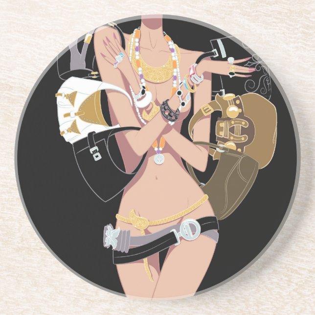 Posavasos Práctico de costa negro del esencial (Frente)