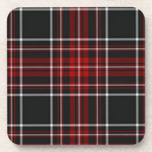 Posavasos Práctico de costa negro y rojo de la tela escoces