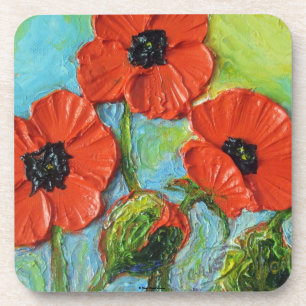 Posavasos Práctico de costa rojo de las amapolas