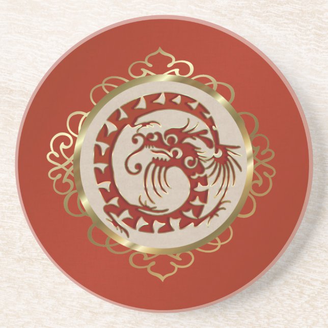 Posavasos Práctico de costa rojo del dragón (Frente)