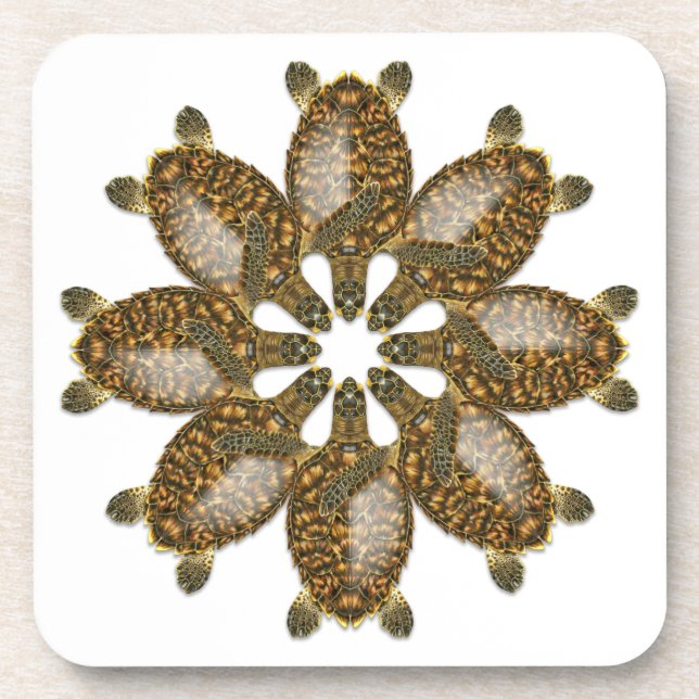 Posavasos Prácticos de costa caleidoscópicos de la tortuga (Frente)