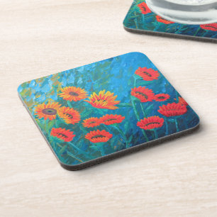 Posavasos Prácticos de costa con los girasoles - sistema de
