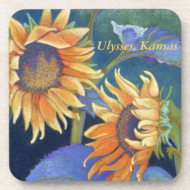 Posavasos Prácticos de costa de los girasoles de Kansas (Frente)