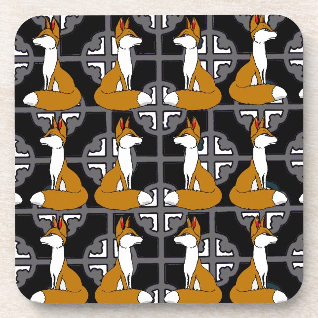 Posavasos Prácticos de costa del cuadrado del adorno del Fox (Frente)