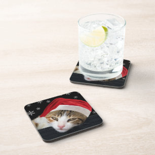 Posavasos Prácticos de costa del gato del navidad