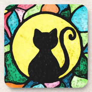 Posavasos Prácticos de costa del gato del vitral