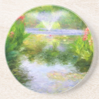 Posavasos Prácticos de costa del jardín del agua de Monet