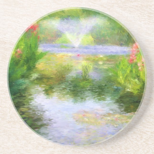 Posavasos Prácticos de costa del jardín del agua de Monet (Frente)