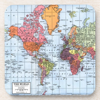 Posavasos Prácticos de costa del mapa del mundo