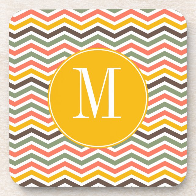 Posavasos Prácticos de costa del monograma de Chevron (Frente)