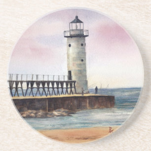 Posavasos Prácticos de costa del norte del faro de Manistee