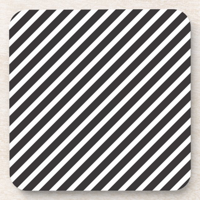 Posavasos Prácticos de costa diagonales negros y blancos de (Frente)