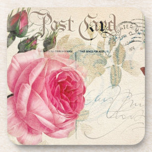 Posavasos Prácticos de costa franceses color de rosa rosado