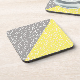 Posavasos Prácticos de costa geométricos grises y amarillo