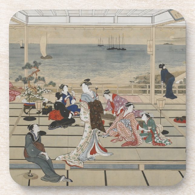Posavasos Prácticos de costa japoneses del arte de Utamaro (Frente)
