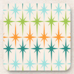 Posavasos Prácticos de costa plásticos duros geométricos de<br><div class="desc">Vintage. Geometrics. Starbursts. Si usted ama cualesquiera de esas palabras, estos prácticos de costa plásticos duros geométricos de Starbursts del vintage retro están para usted. Características del este diseño moderno de los mediados de siglo un fondo poner crema con filas de la turquesa, de la verde lima, del naranja, y...</div>