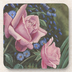 Posavasos Prácticos de costa rosados de los rosas y de las