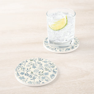 Posavasos Prado de flores silvestres azules polvorientos pat