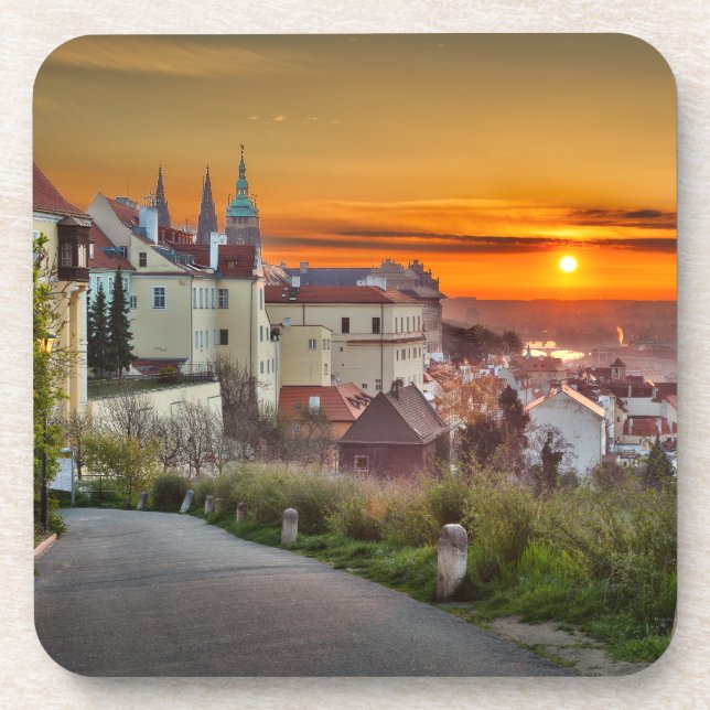 Posavasos Prague Castle in the Morning Hard Plastic Coaster (Frente)
