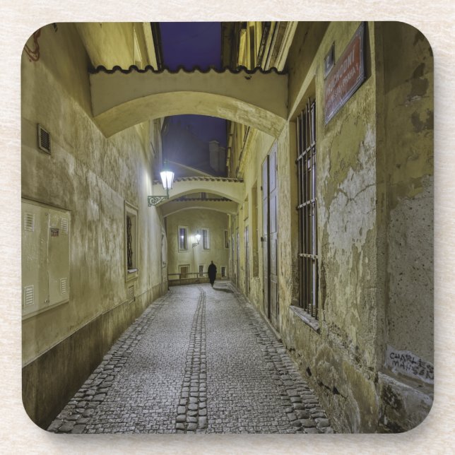 Posavasos Prague Old Town Line Night Hard Plastic Coaster (Frente)