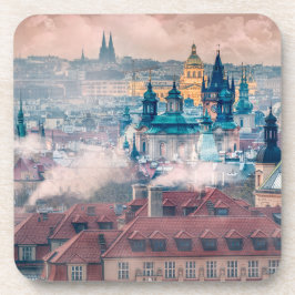 Posavasos Prague Old Town Morning Hard Plastic Coaster