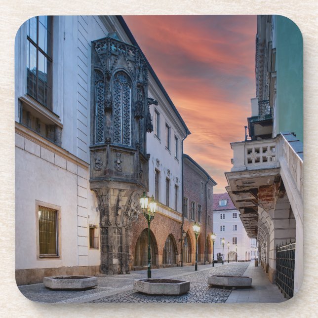 Posavasos Prague Old Town Street Hard Plastic Coaster (Frente)