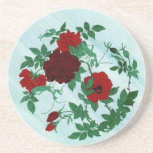Posavasos Praying Mantis & Red Roses Coaster