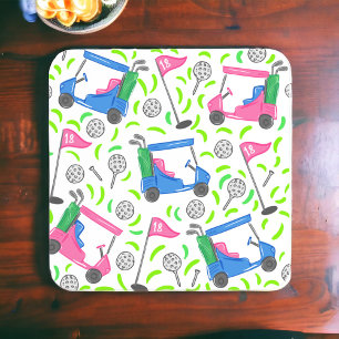 Posavasos Preámbulo de golf verde azul rosa