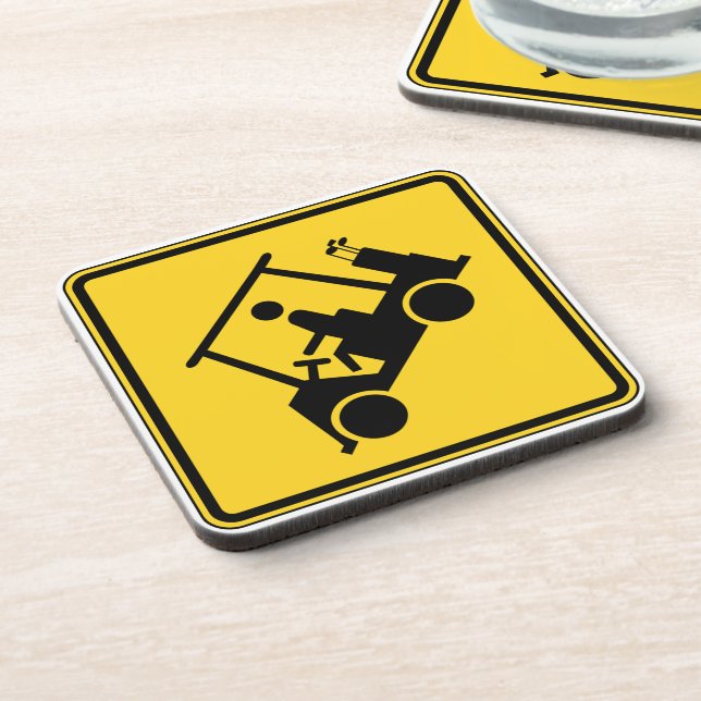 Posavasos Precaución Rótulo de carrito de golf (Lado Izquierdo)