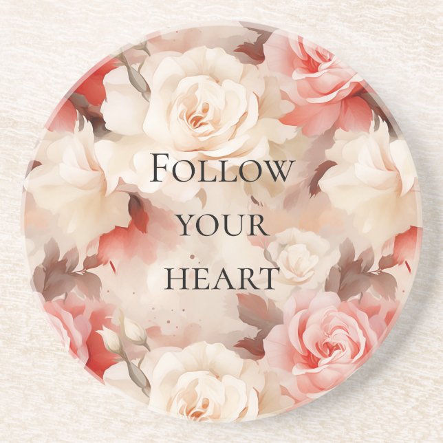 Posavasos Precioso Cumpleaños Floral con Crema de Rubor Rosa (Frente)