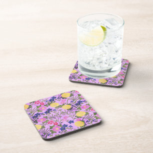 Posavasos Precioso patrón de flores vintage morado
