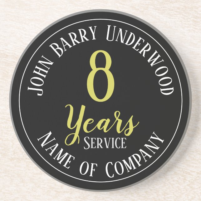 Posavasos Premio de 8 años al personal del servicio (Frente)